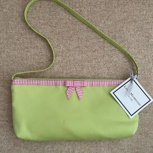 Lulu Mango Lime Shoulder Bag with Pink Gingham Trim